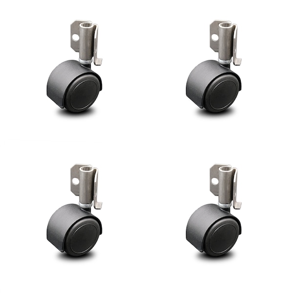 Service Caster 2 Inch Flat Black Hooded Urethane Twin Wheel Caster with Inside Mount Set SCC SCC-GR02S50D-NYU-FB-716X78-CB90-4 - main